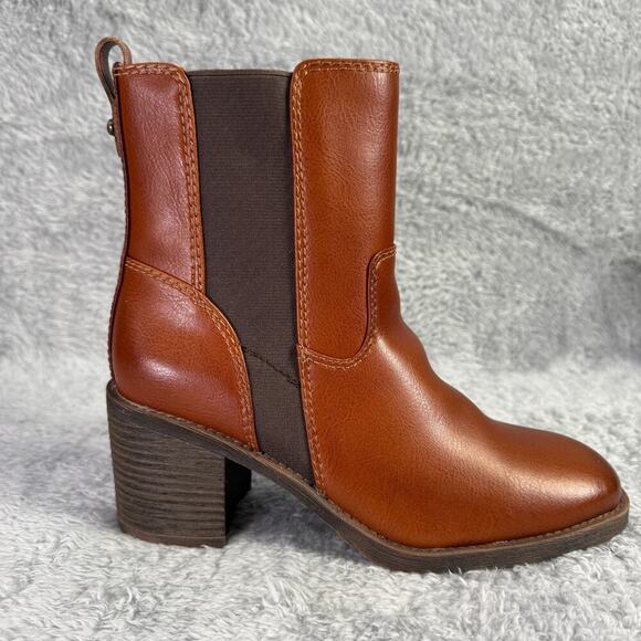 Zodiac Shoes - Zodiac Claret Ankle Boots Chelsea Booties Women's 7 Brown Vegan Leather Heeled